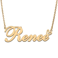 love heart renee name necklace for women stainless steel gold silver nameplate pendant femme mother child girls gift