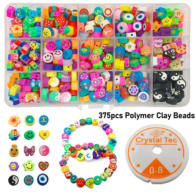 

301-601pcs Polymer Clay Beads Elastic Crystal Line Jewelry Making Kit Jewelry Findings Set Starter Kit Jewelry Beading Making