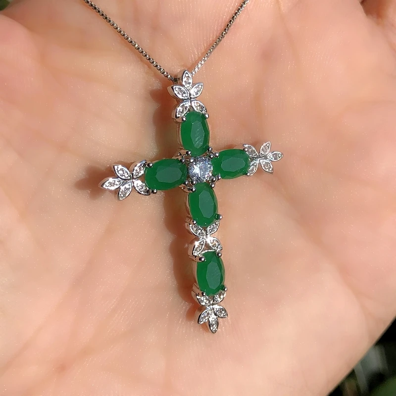 Роскошное ожерелье с разноцветным крестом для женщин круглый белый кубический