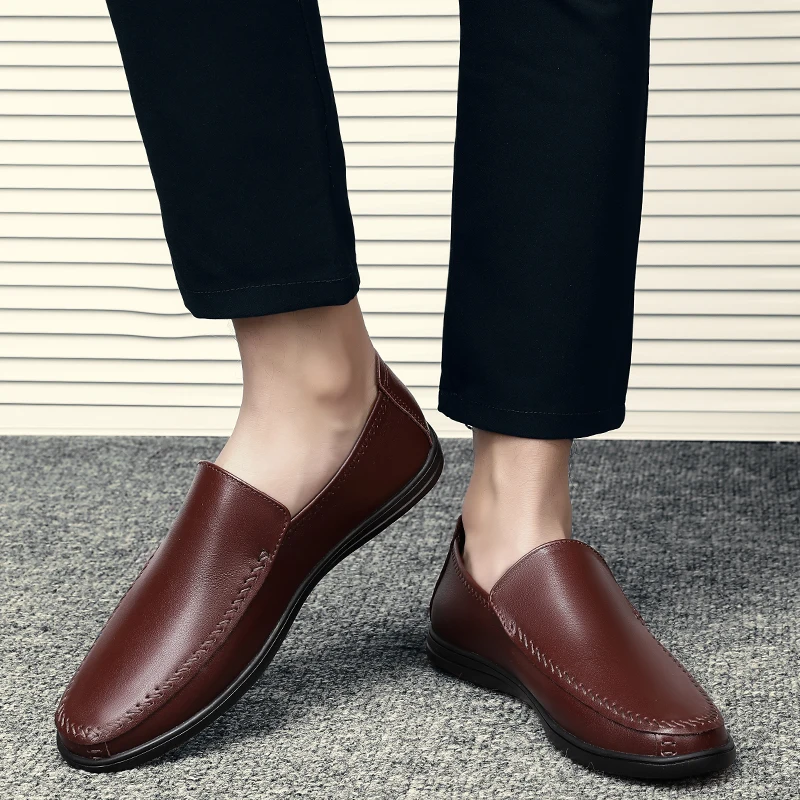 

casual shoes for young men Leather Shoes Men Casual Shoes High Quality Loafers Moccasins Fashion Male Shoes Black Footwear *0305
