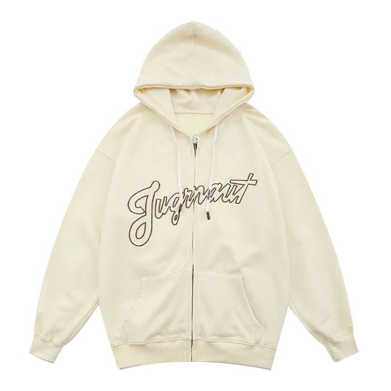 

Hooded Jackets Embroidery Letters Full Zipper Hooded Sweatshirts Jacket Coats Tops