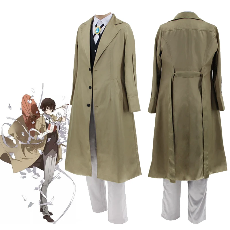

Anime Bungo Stray Dogs Dazai Osamu Cosplay Costume Man/women Detective Agency Cosplay Jacket Coat Shirt Pants Halloween Party