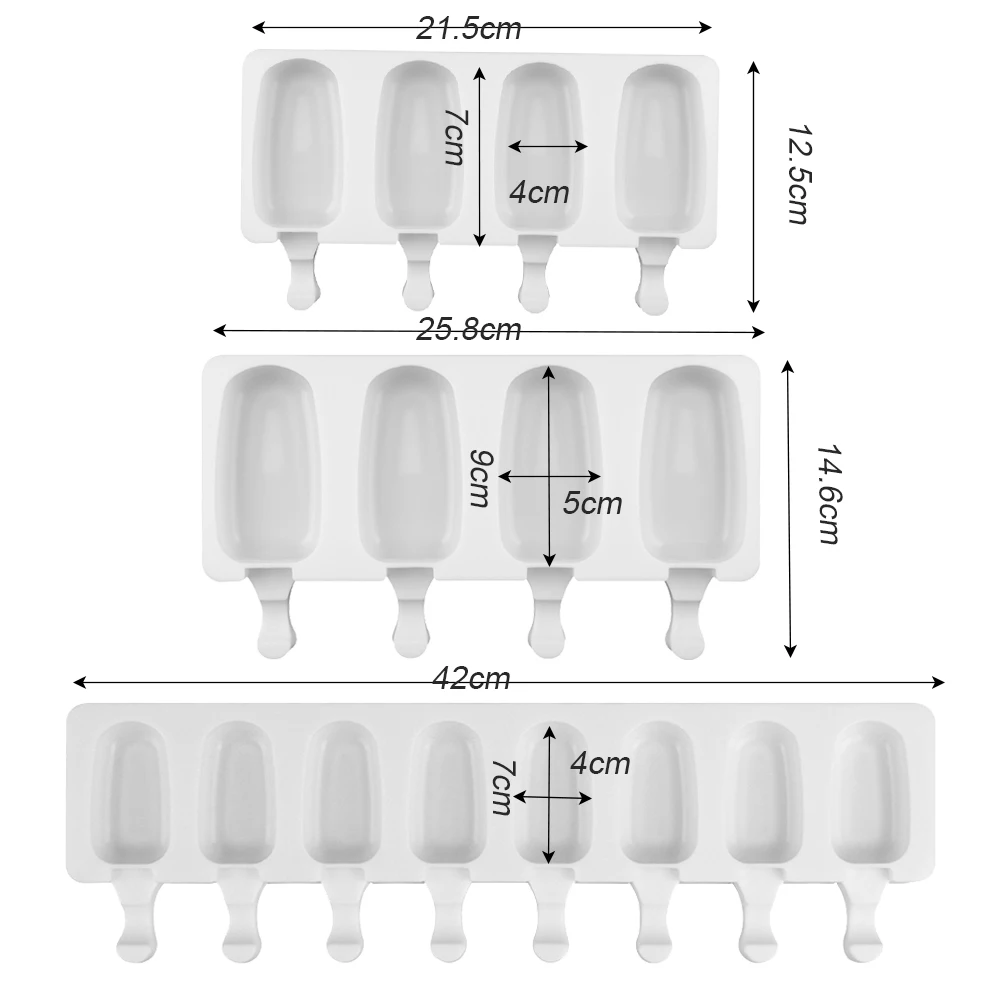

SILIKOLOVE Homemade Food Grade Silicone Ice Cream Molds Ice Lolly Moulds Freezer Ice Cream Bar Molds Maker with Popsicle Sticks