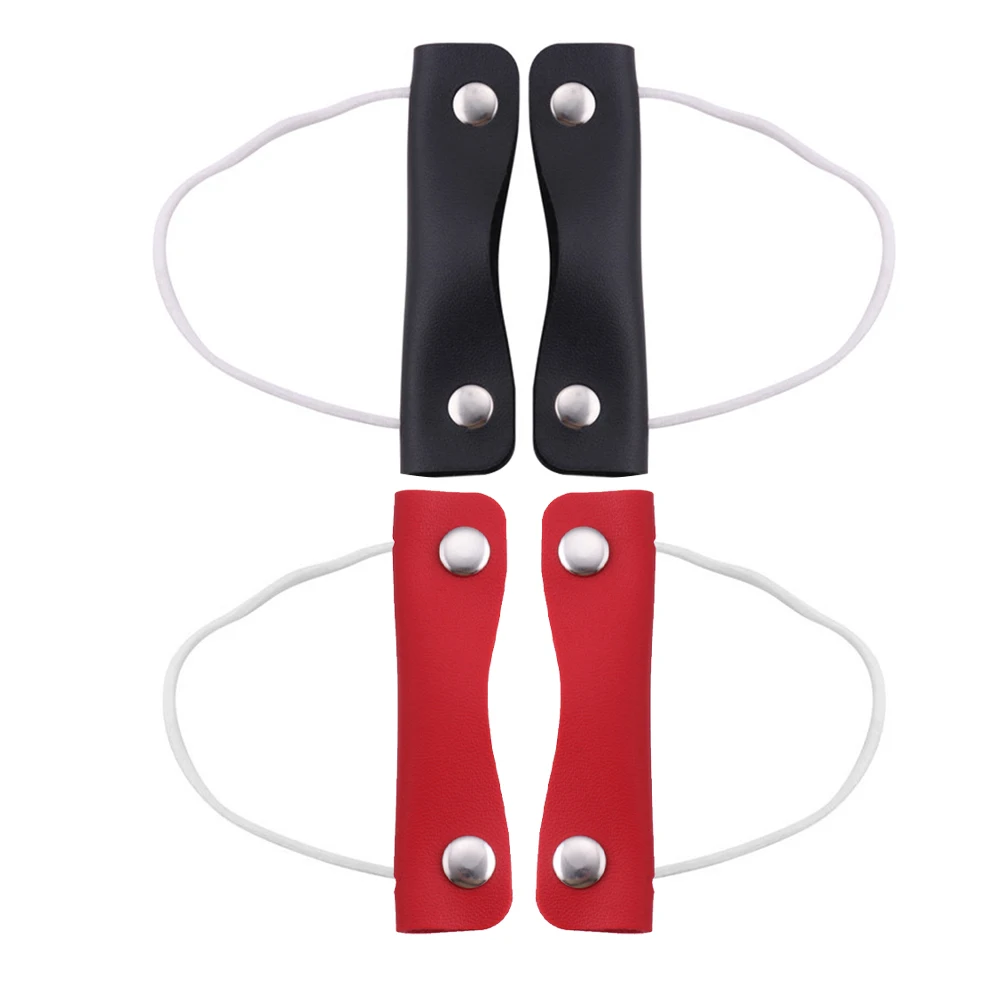 

2 Sets Reusable Breathable Firm Mask Holder Leather Clip Fastener with Stretch Cord Elastic Band