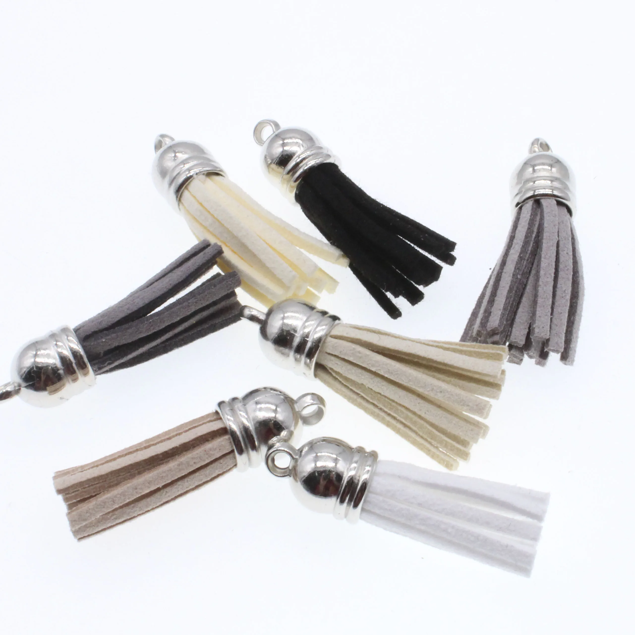 

CHONGAI 20pcs 38mm Fiber Fringe Suede Tassel Key Chains For DIY Jewelry Accessories
