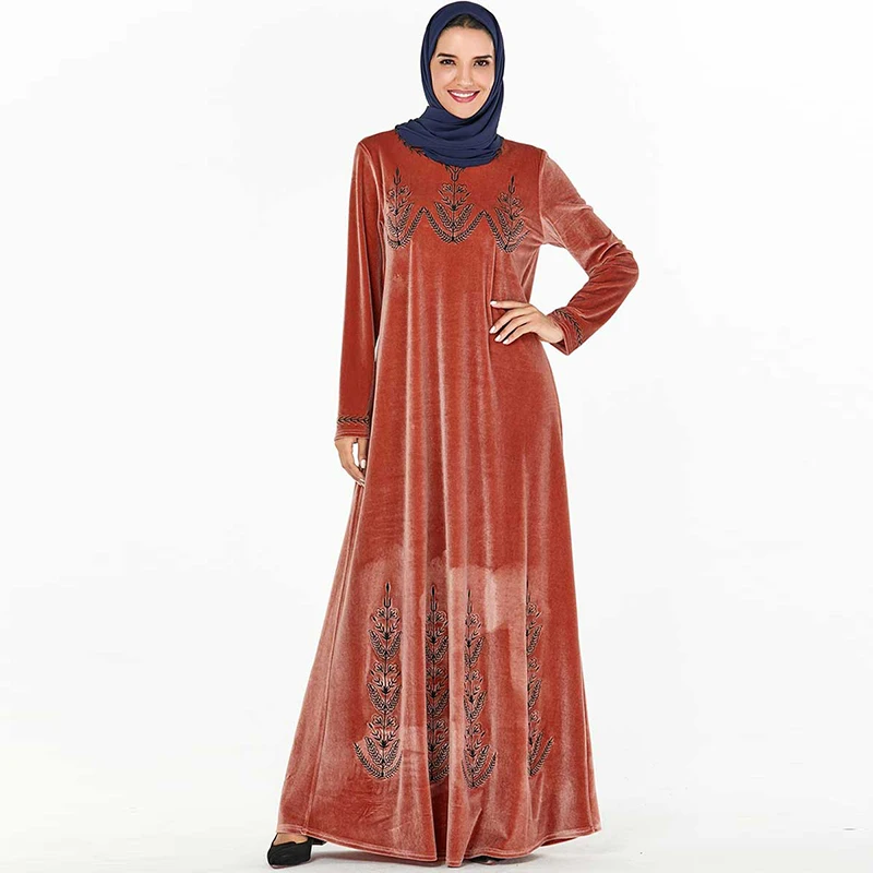 Женское бархатное платье розовое в мусульманском стиле|Мусульманская одежда| |