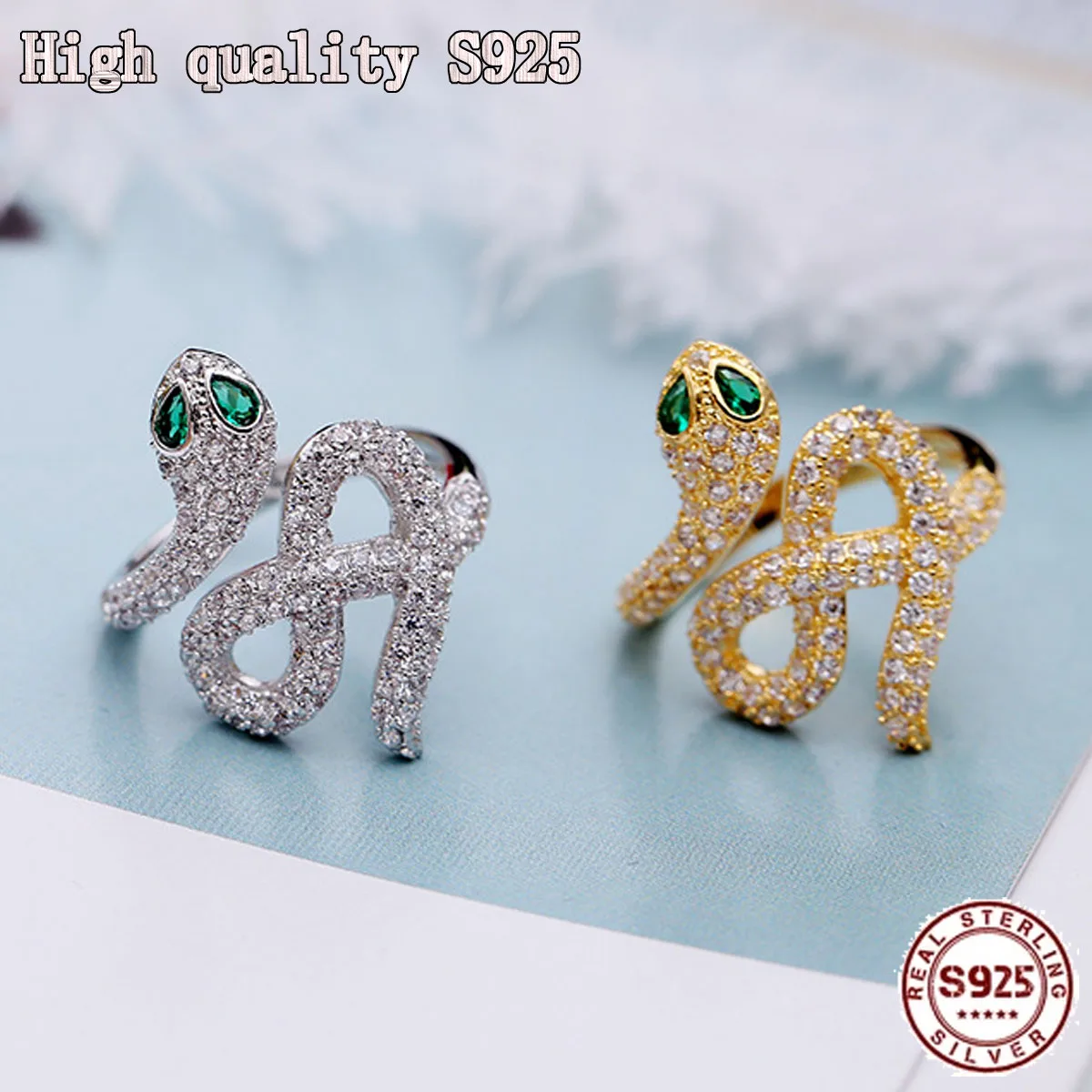 

New Fashion Jewelry Personalized Ring Opening Adjustable Ring Crystal Snake Design Women's Ring Christmas Gift Snake Ring