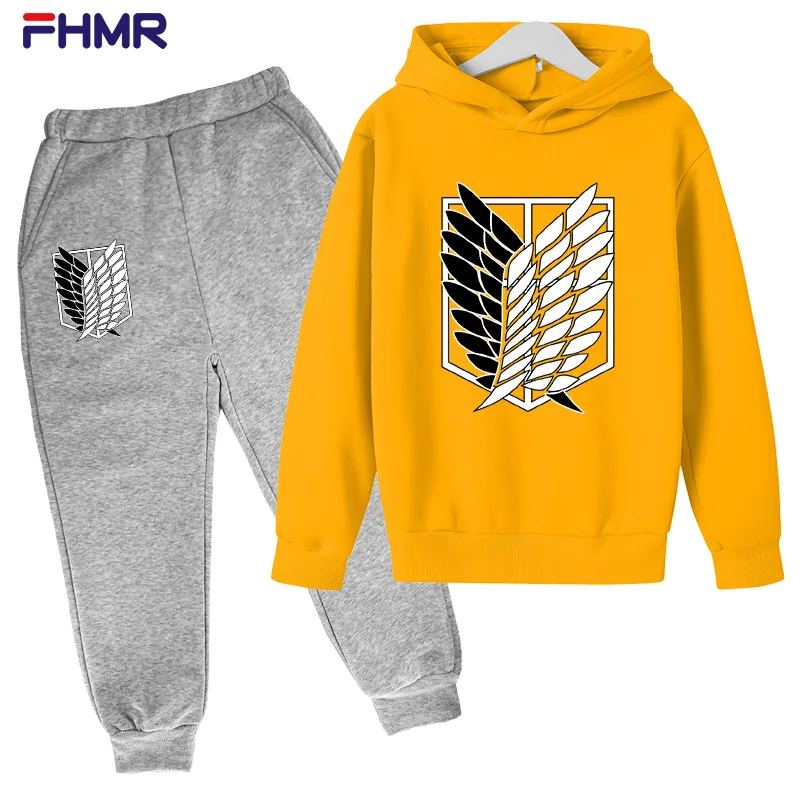 

Fashion Sportswear Children's Clothing Suit Boys and Girls Attacking Giant Pattern Cotton Hoodie Long-sleeved Sportswear 2-piece
