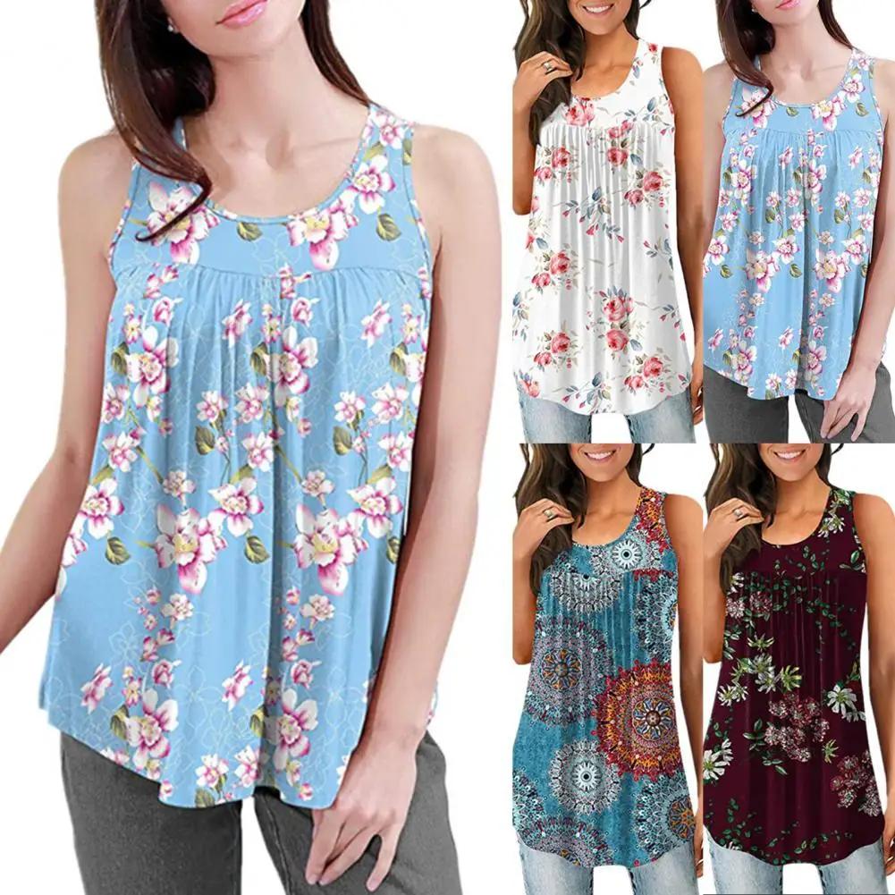 

80% Hot Sales Blouse Pleated Off Shoulder Summer Women Printing Round Neck Shirt for Daily Life