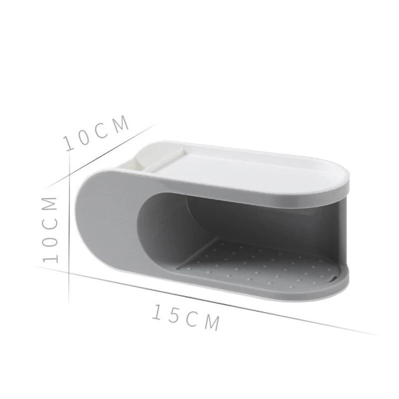 

Perforation-Free Creatives Double-Layer Soap Box Rack Suction Cup Wall-Mounted Bathroom Soap Box Home Garden