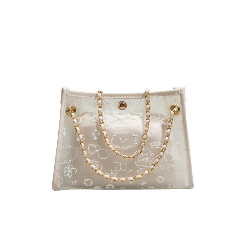 Большая женская сумка Elmsk, Новинка лета 2021, вместительная сумка на цепочке, сумка для тоута, модная прозрачная сумка с принтом для подмышек, ж...