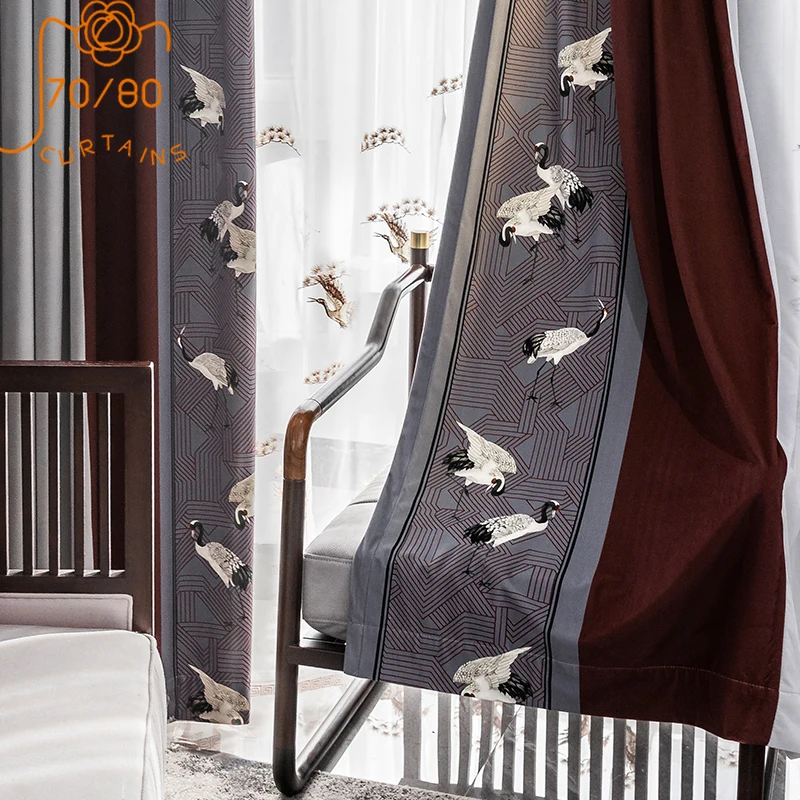 High-grade Wool Velvet Printing Stitching Velvet Blackout Curtains for Living Room and Bedroom Customized Products