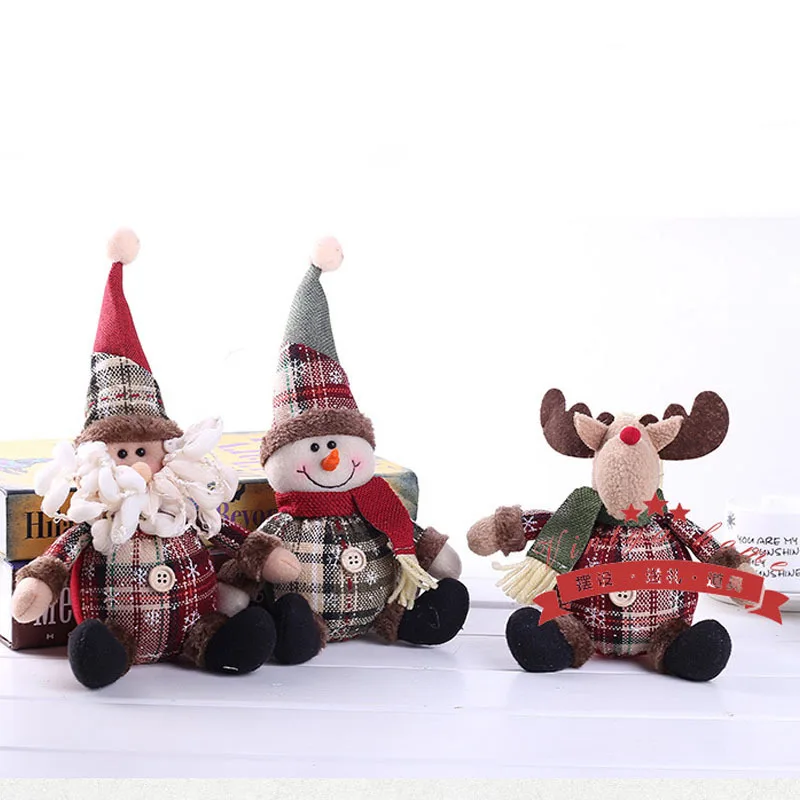 

Christmas Decorations Toys Christmas Tree Decor Lovely Elk Santa Snowman Plush Dolls Pendant Kids New Year Gift
