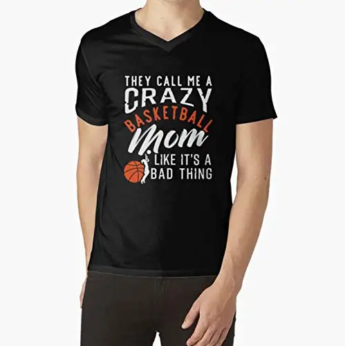 Crazy Basketball Mom VNeck футболка рубашка с короткими рукавами унисекс Толстовка для