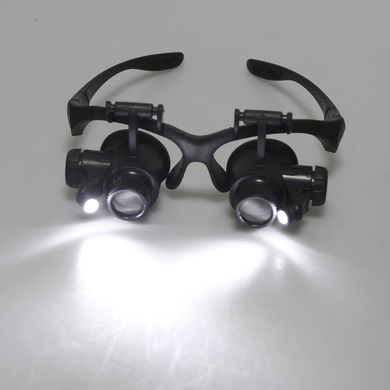 

2LED Head-Mounted Illuminating Microscope Headband Repair LED Lamp Light Magnifying Glass With 10x 15x 20x Magnifier Loupe