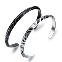 2021 ticfrog mens bracelets 6mm width vintage stainless steel wrap bracelets cuff bracelets bangles with silver and black color