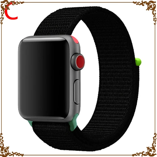 black Ремешок для Apple Watch, ремешок для Apple Watch 5, 4, 44, мм, 42 мм, iwatch band 3, 2, 5, 42 мм, 38 мм, Спортивная петля, correa, нейлоновый ремешок для часов - Цвет ремешка: black