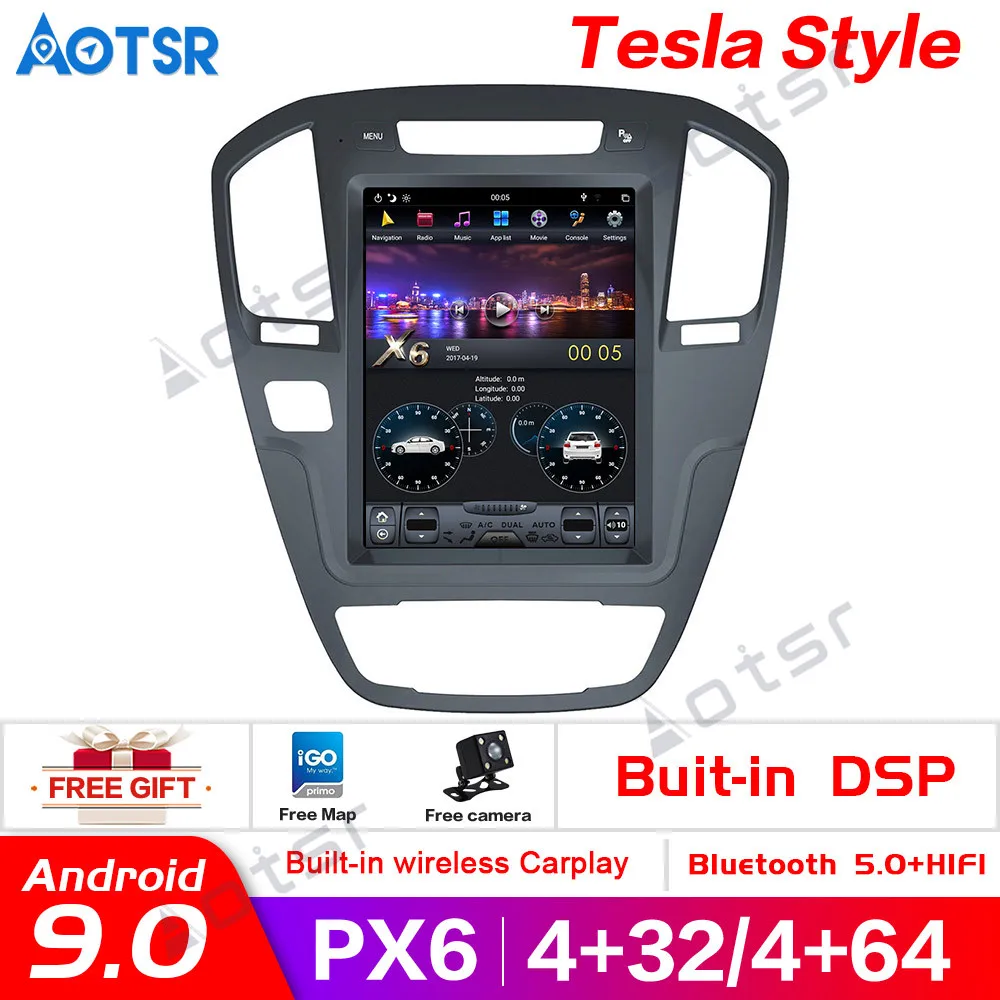 Автомобильный GPS навигатор Tesla в стиле 4 Гб ОЗУ px6Car для Buick Regal 2008 2013 радио
