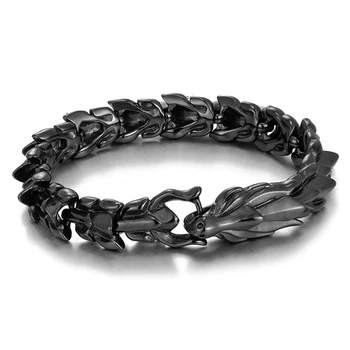 Viking Dragon Chain Bracelet - Oxidized Stainless Steel 3