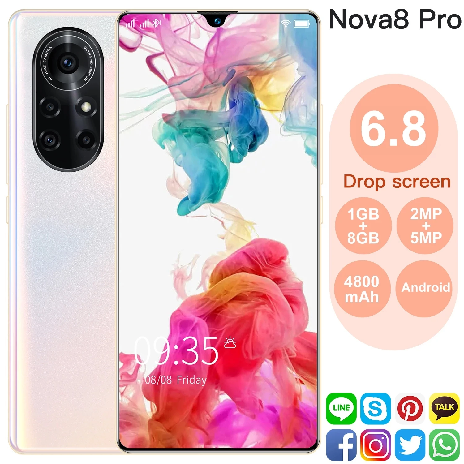 

Global Version Nova 8 pro 6.8 '' 12G 512GB New Mobile Phone Dual SIM Front Camera Deca Core 4G Cellphones 4800mAh Smartphones