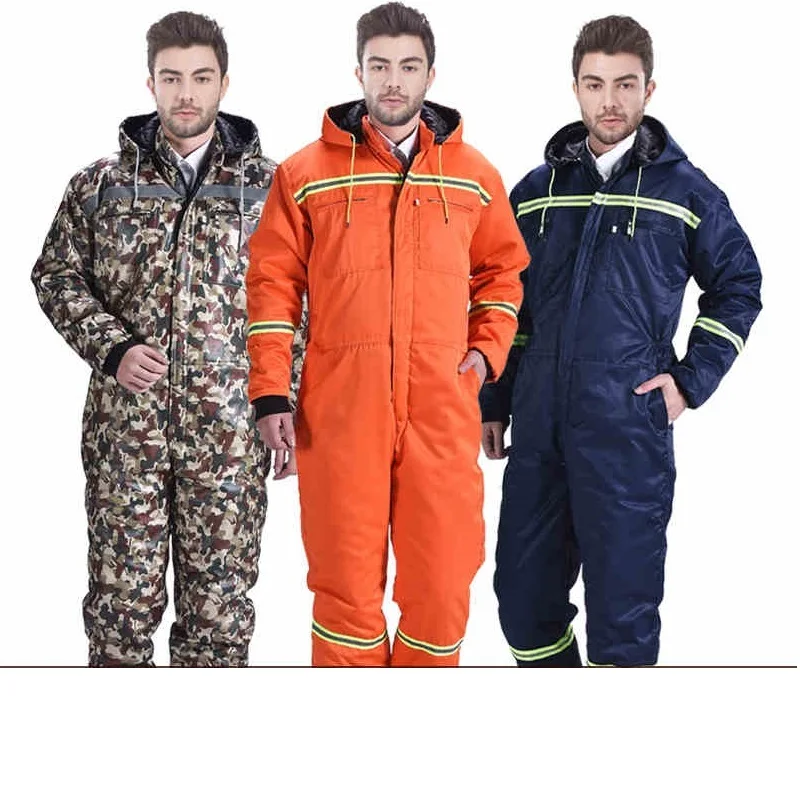 Winter Overalls Warm Cotton Padded Hooded Work Clothing Dust-Proof Anti Fouling Fishing Outdoor coats Working Coveralls |