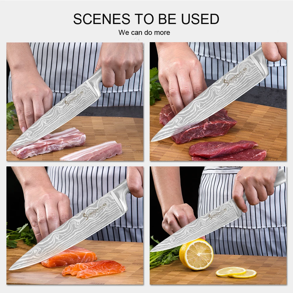 Sowoll 7 шт. набор ножей из нержавеющей стали точилка инструмент 8 ''подставка для