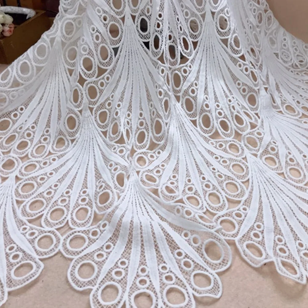 Последняя африканская гипюровая кружевная белая Водорастворимая химическая