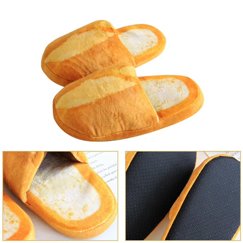 

NEWDENBER Women Home Slippers Simulation Bread Cartoon Couple Slippers Autumn Winter Slides Cotton Warm Soft Bedroom Home Shoes