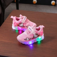 disney fashion lovely cartoon baby girls shoes mesh breathable lighted kids shoes infant tennis hot sales children sneakers