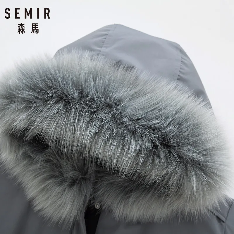 Женский пуховик с карманами SEMIR стеганая парка со съемной отделкой из