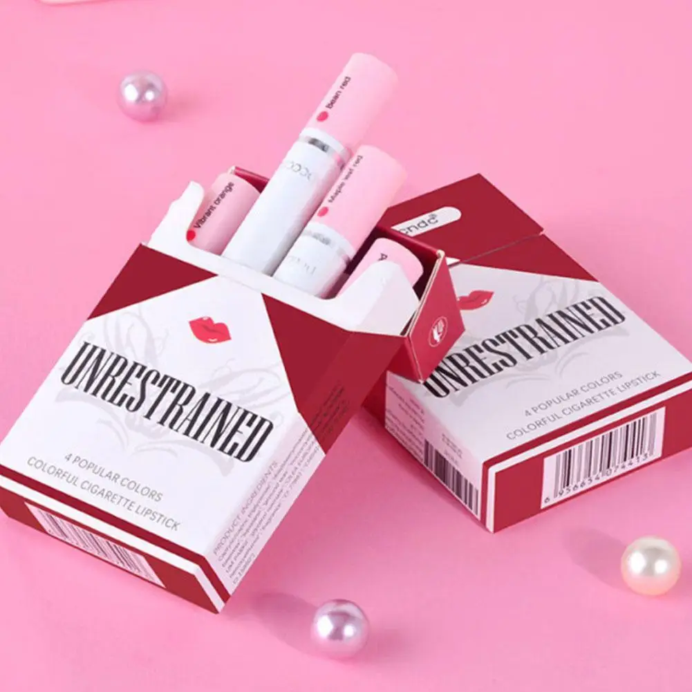 Креативный Набор губной помады для сигарет 4 цвета матовая водостойкая помада
