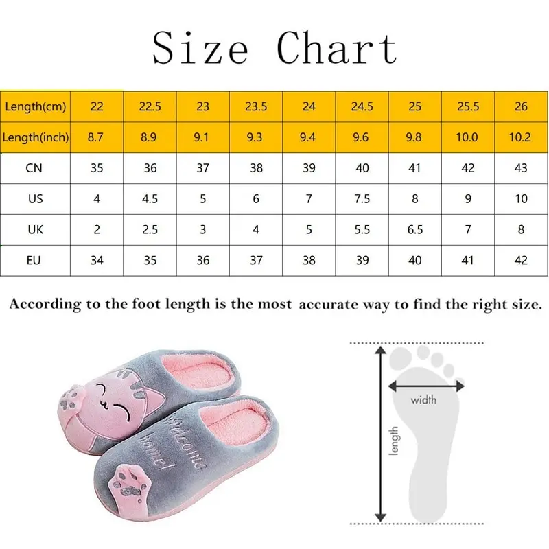 

Women Winter Home Slippers Cartoon Cat Shoes Non-slip Soft Winter Warm House Slippers Indoor Bedroom Lovers Couples