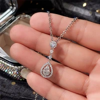huitan new trendy female wedding necklace silver color fashion pendant necklace for women party chic accessories exquisite gifts