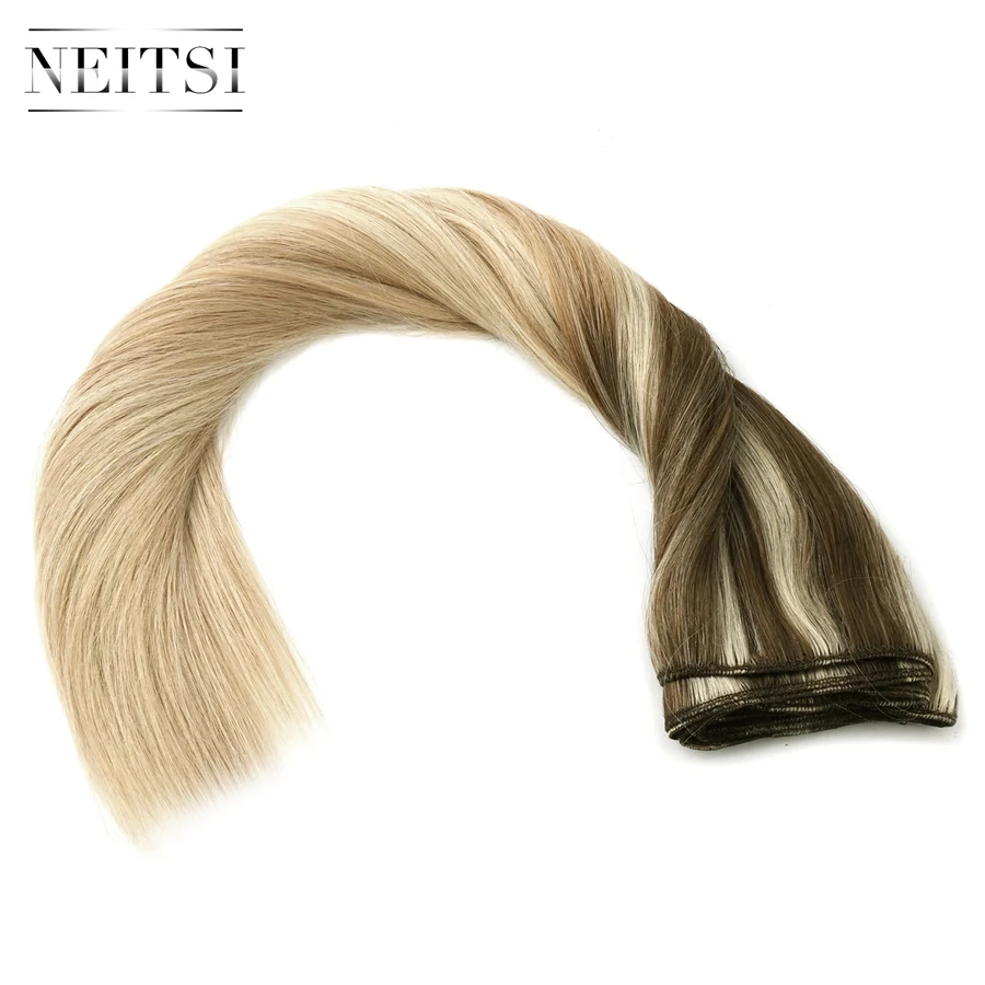 Neitsi прямые сложенные пополам волосы Remy человеческие волосы плетение для наращивания Balayage 2" 50 см 100 г/шт. Омбре прядь натуральных волос пучки - Цвет: T8-24-60