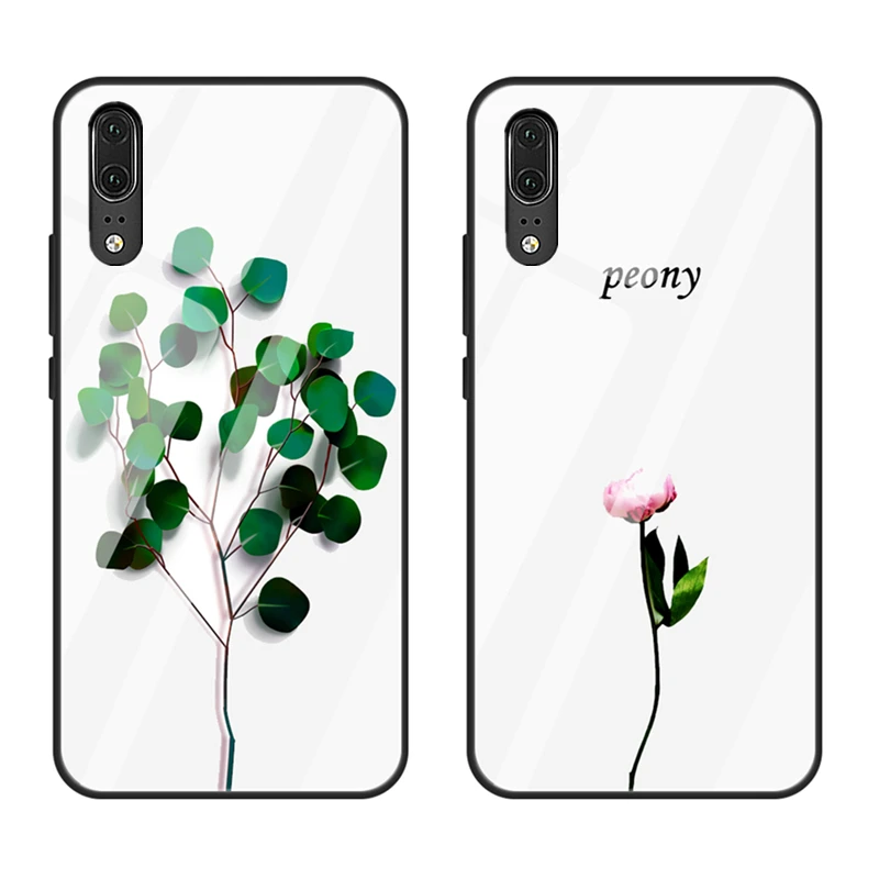 Чехол из стекла для Samsung Galaxy A10 A20 A30 A40 A50 A60 A70 жесткий чехол с зелеными растениями A80