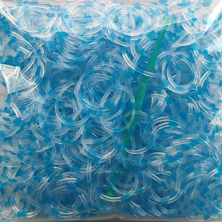 Transparent blue 600 эластичные резиновые браслеты разных цветов, детские домашние браслеты для плетения, браслеты для женщин - Окраска металла: Transparent blue