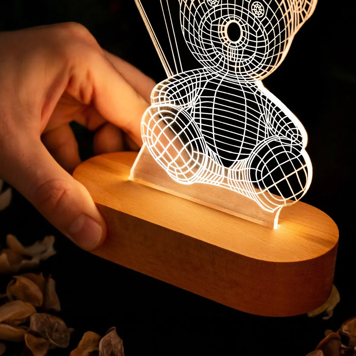 Balloon Teddy Bear 3D Lamp LED Night Light Action Figure Table Decoration Light Optical illusion