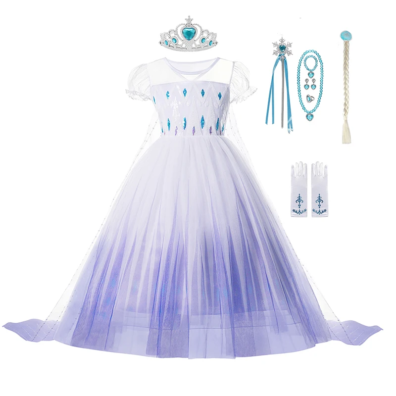 

Short Sleeve Girls Dress Snow Queen Dress Halloween Princess Cosplay Costume Kids Dresses for Girls Sequined New Year Clothing