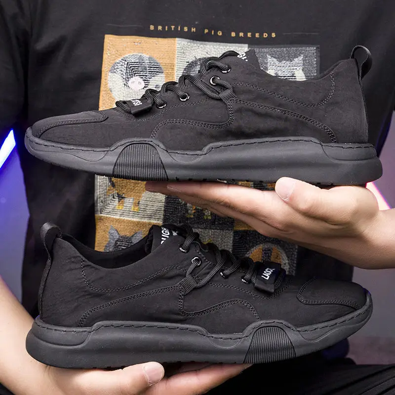 

Men's Shoes New Canvas Shoes Deodorant Breathable Non-slip Male Students Tie Casual Stripes Men Shoes Ice Silk Cloth Tide Shoes