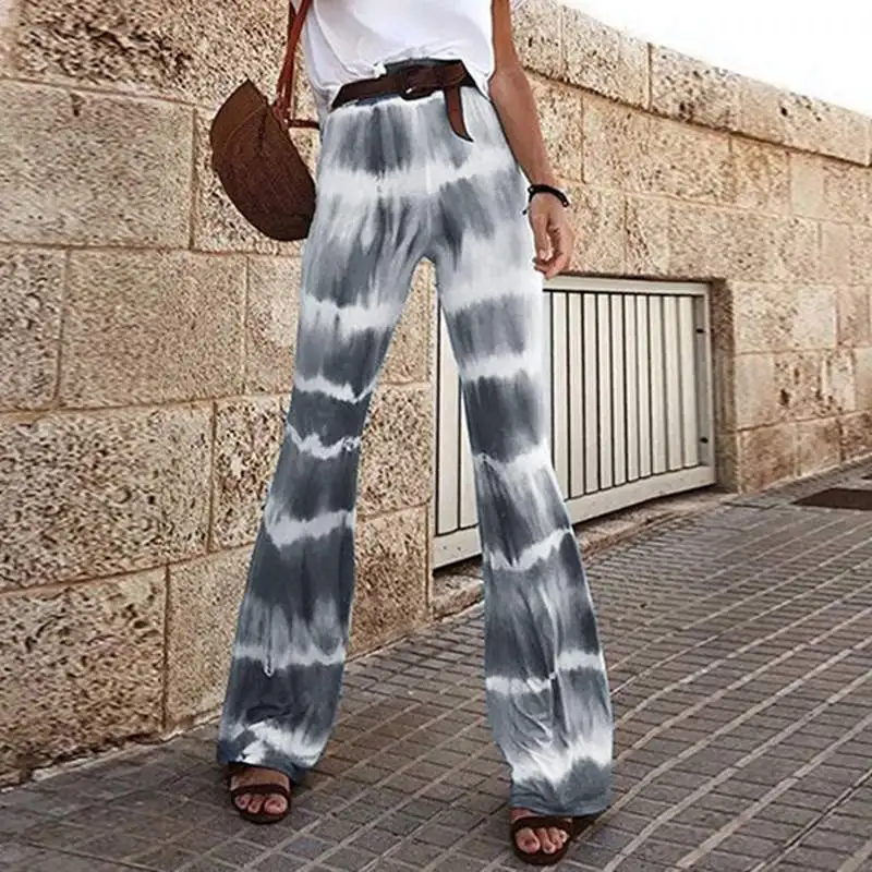 

2021 Fashion Printed Long Pants Womens High Elastic Waist Trousers Casual Streetwear Fitting Bottoms ZANZEA Skinny Maxi Pantalon