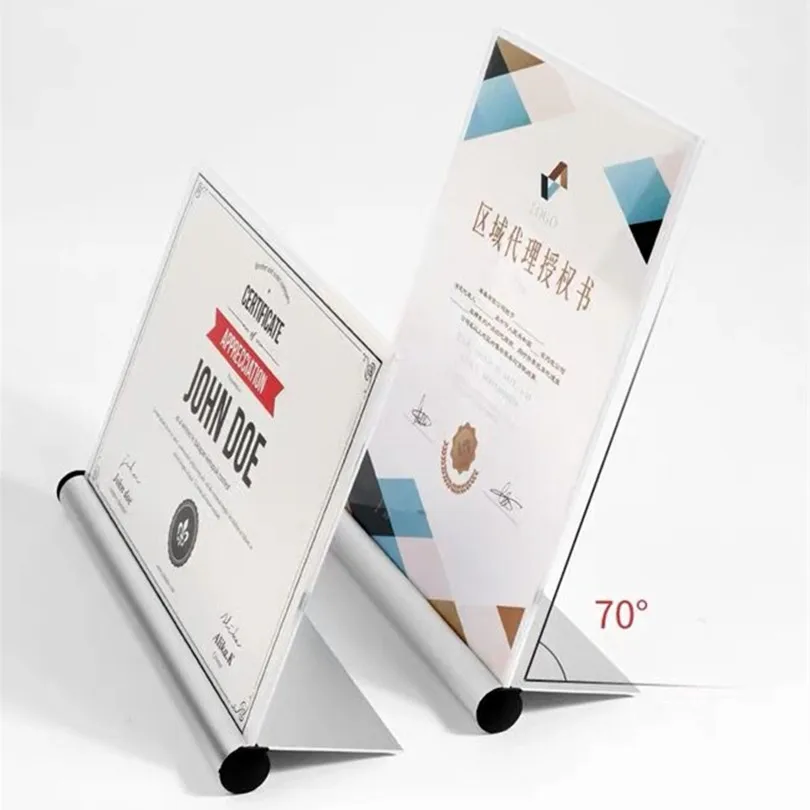 A6 столика палатки and sign acrylic menu holdersclear держатель знака с alumnum база акриловая фоторамка