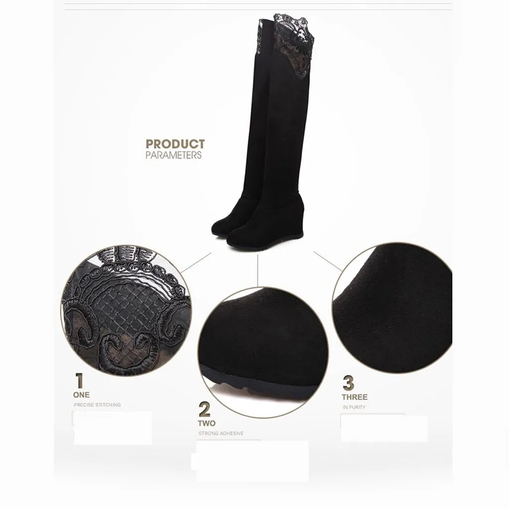 Высокие сапоги до бедра пикантные высокие черного цвета женские колена на