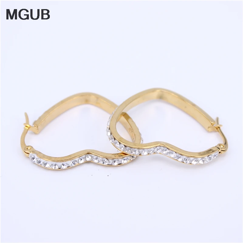 Женские серьги-кольца из нержавеющей стали в форме сердца | Украшения и