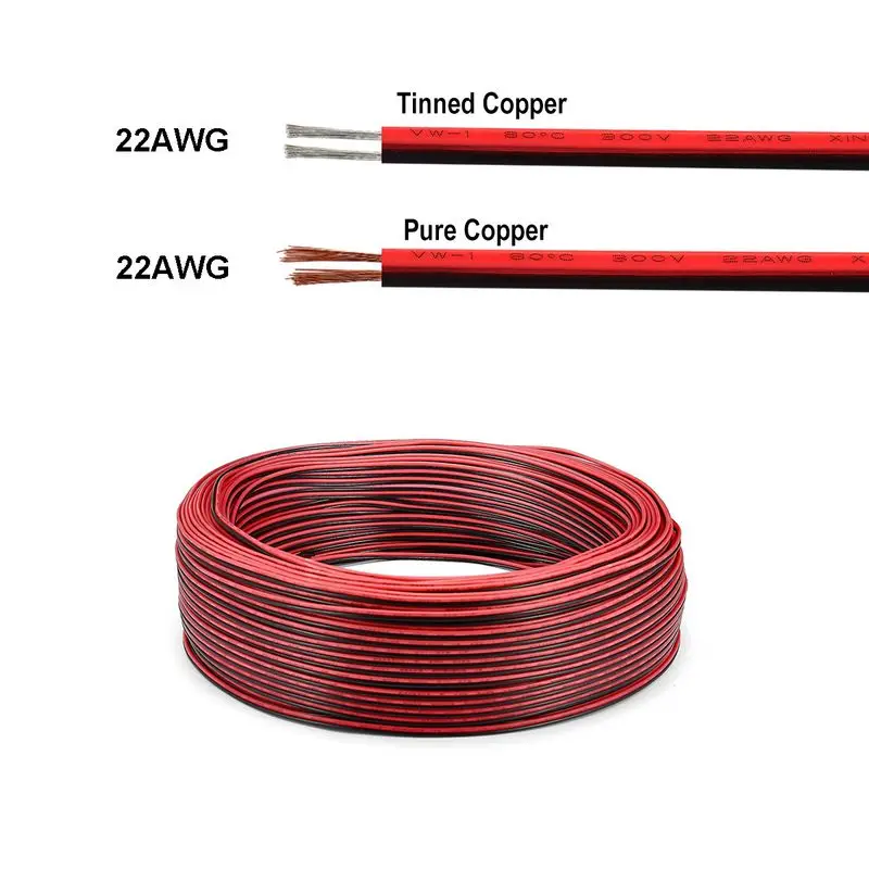 5-100 м 2 контактного электрического провода для светодиодов ленточный кабель 22AWG 5V