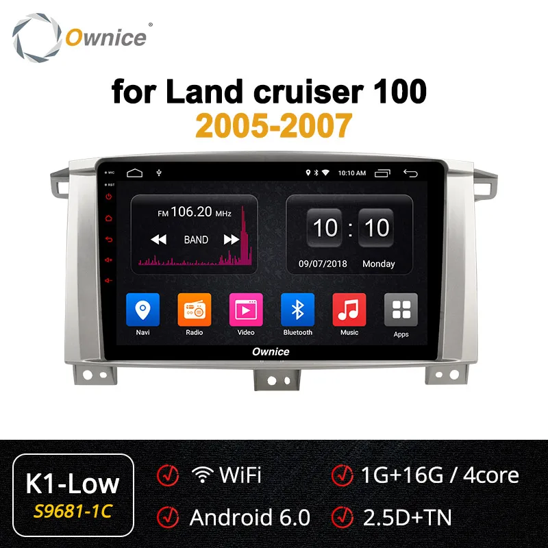 S9681-1 K1 LOW Ownice K3 K5 K6 8 ядерный Android 8,1 автомобильный Радио DVD gps навигация для Toyota Land cruiser 100 150 LC100/Lexus LX470 2005-2007 - Цвет: S9681-1 K1 LOW