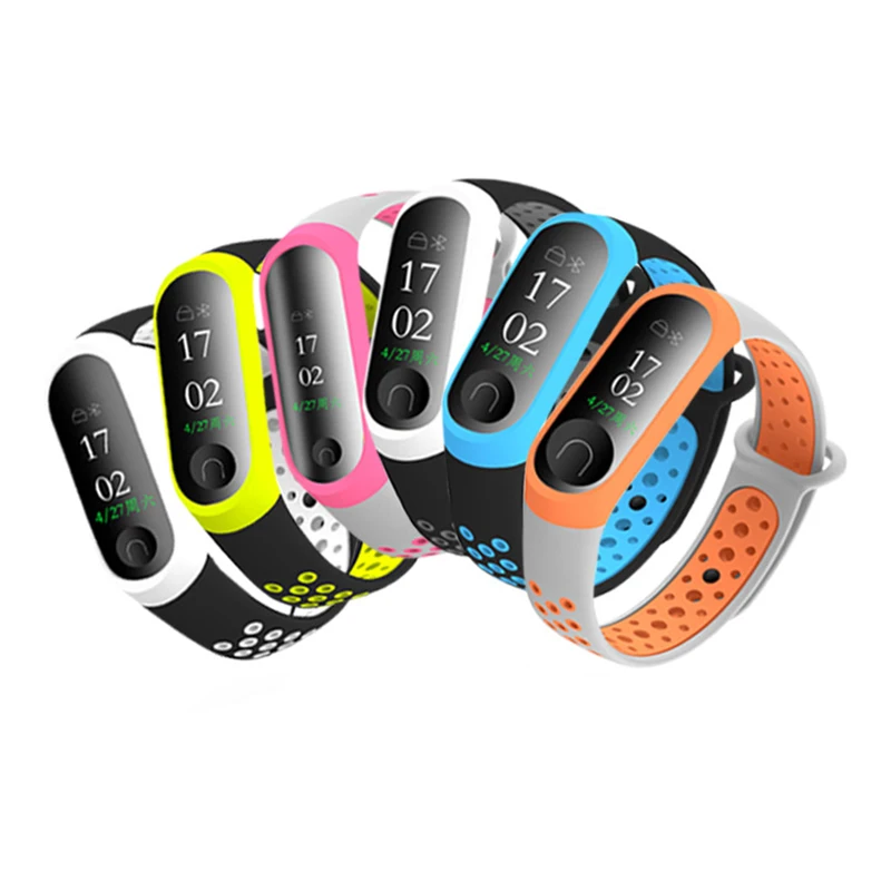 Mi Band 3 4 ремешок Спортивные Силиконовые часы наручные браслет Miband3 аксессуары