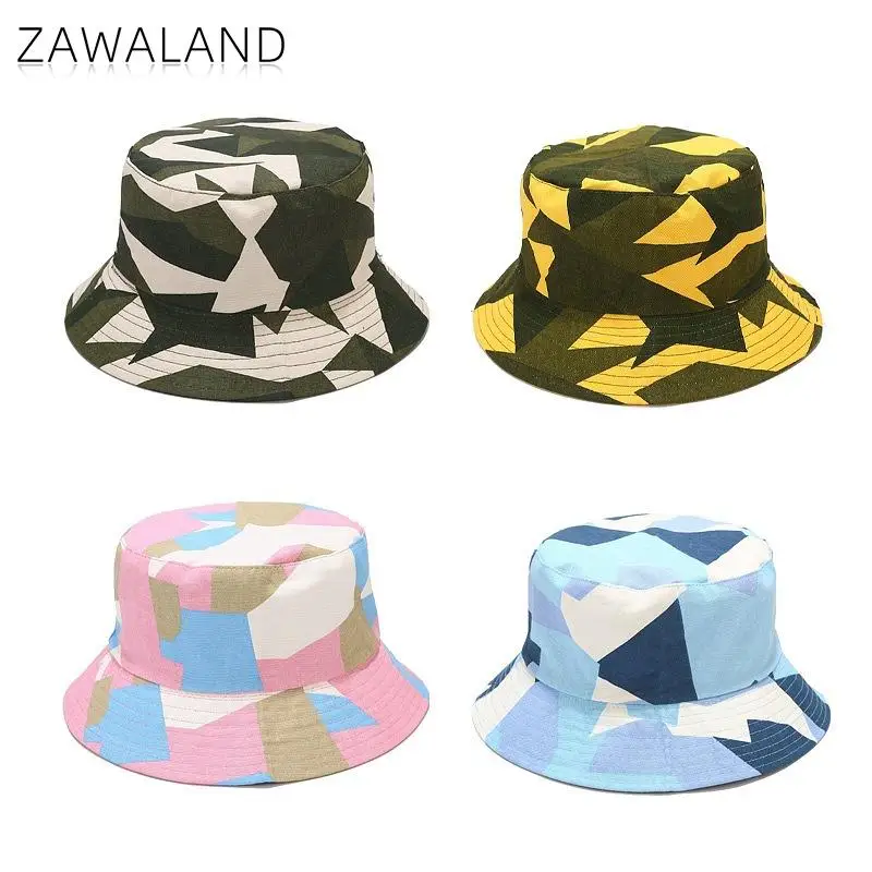 

Zawaland Unisex Camouflage Double-Sided Fisherman Hats Fashion Outdoor Climbing Sun Caps Casual Printing Men Women Bucket Hats
