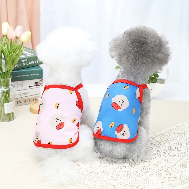 

Dog Clothes Cute Bear Print Camis Fashion Casual Sleeveless Little Pup Tops Spring Puppy Beach Bohemian Cami Summer Pet Camisole