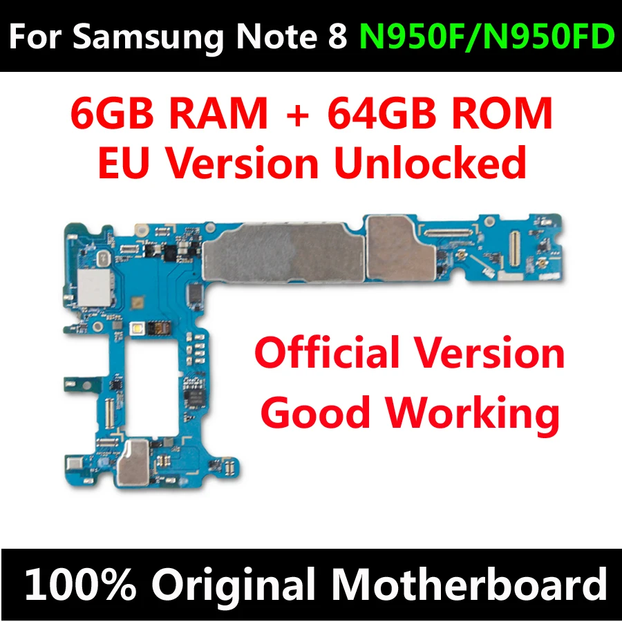 100% разблокированная материнская плата для Samsung Note 8 N950F N950FD N950U 64 Гб полные чипы IMEI