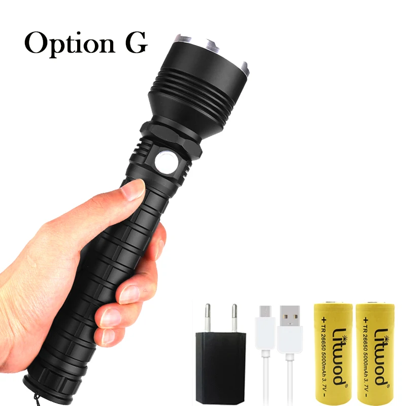 Option G Litwod Z40 80000lm xhp70.2& xhp50 самый мощный светодиодный фонарик 26650 фонарик USB фонарь 18650 охотничья лампа ручной свет - Испускаемый цвет: Option G